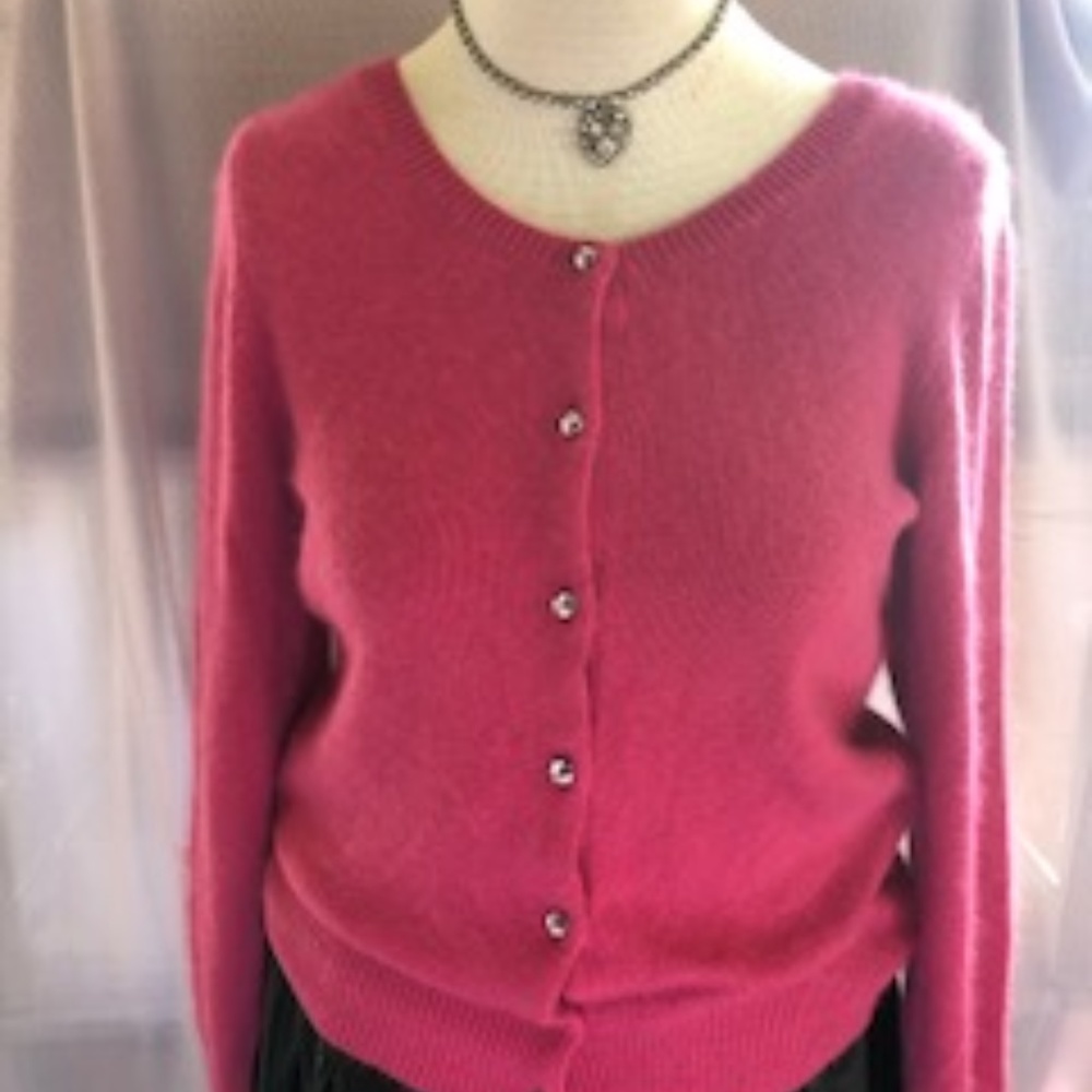 Pink Angora Cardigan Sweater- APT.9